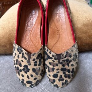 Leopard Print Women's Shoes with Red Trim